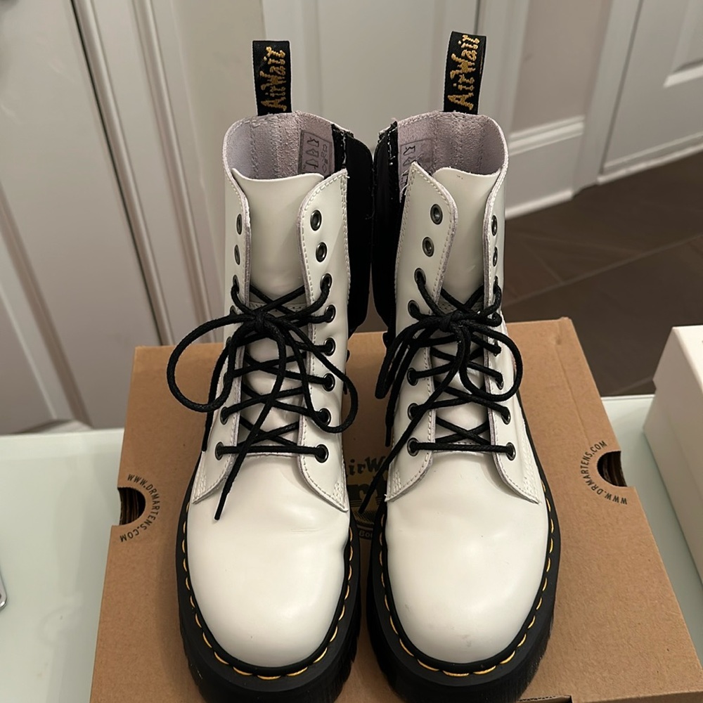 White Dr. Marten Jadon Boot Platforms